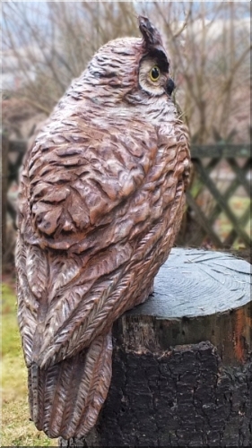 eule holz motorsäge kettensäge schnitzen kettesägenkunst motorsägenkunst
